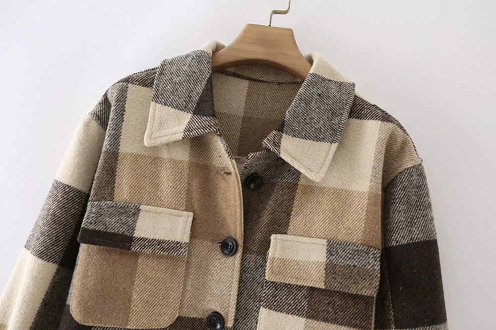 Spring Plaid Longline Casual Coat
